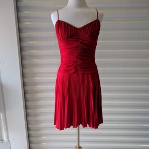 Teeze Me Red Pleated Midi Dress Sz S
